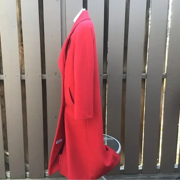 Vintage J.G. Hook Red Double-Breasted 100% Wool Long Coat - Picture 11 of 16